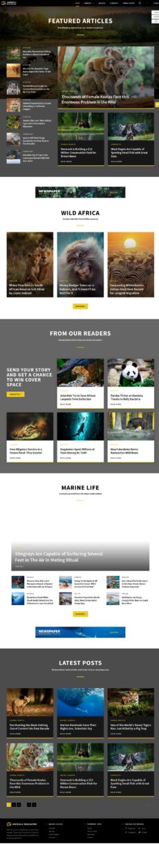 Animals Magazine - Newspaper demo by tagDiv - News web design