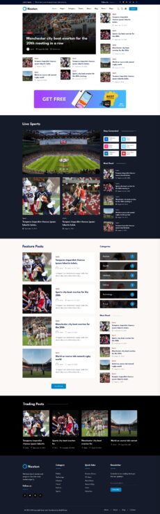 12 Sports New - Neoton demo by BackTheme - Blog & Magazine web design
