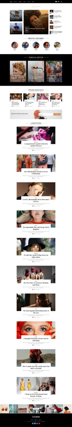 Fashion Blog 7 - Wesper demo by Jellywp - News web design